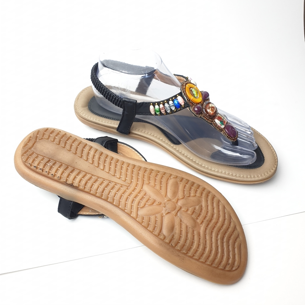 Siketu flip-flops beaded sandals cushioned footbed slingbacks size 42